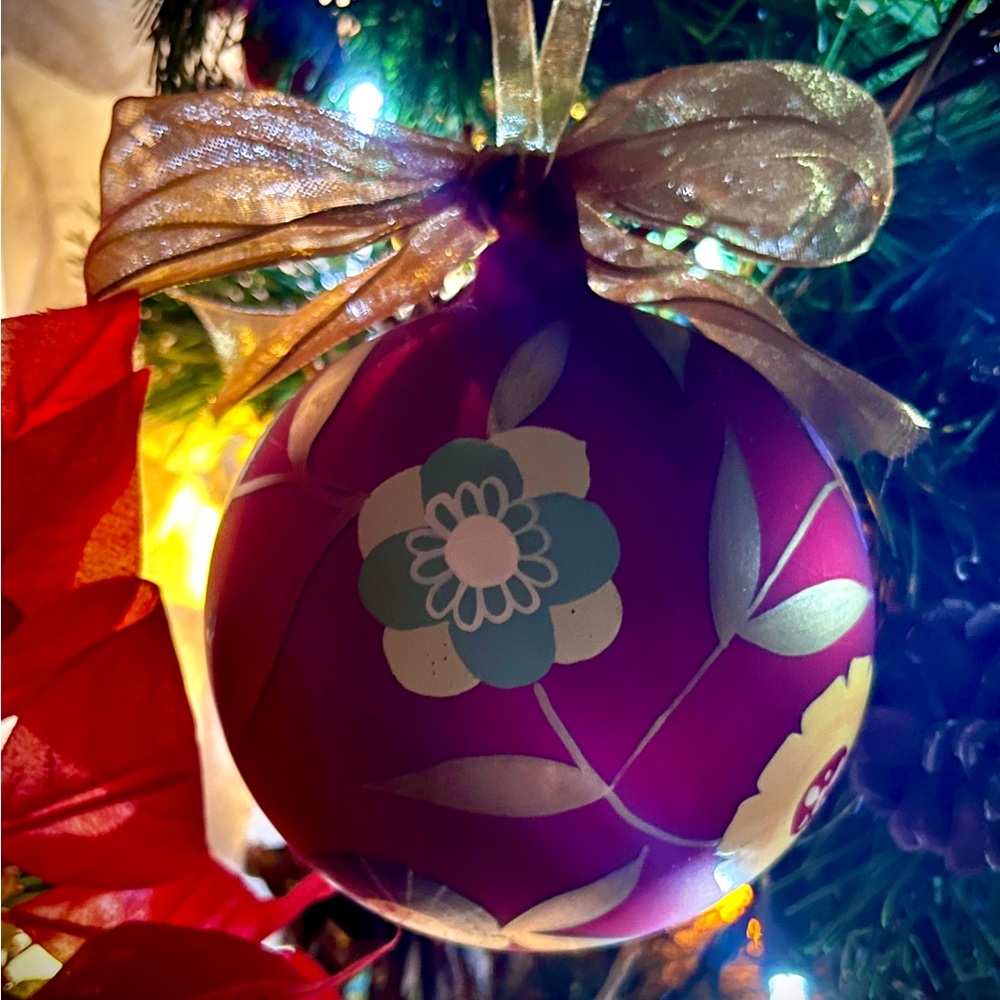 Vintage Dillard’s Trimmings Floral Ornament with Gold Ribbon